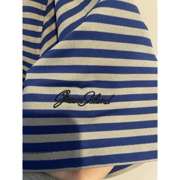 Footjoy Mens Large Blue Gray Striped Short Sleeve Golf Polo Shirt - Picture 3 of 5